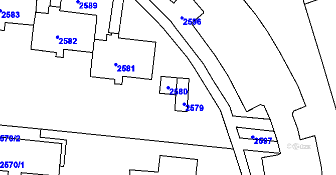 Parcela st. 2580 v KÚ Bohunice, Katastrální mapa