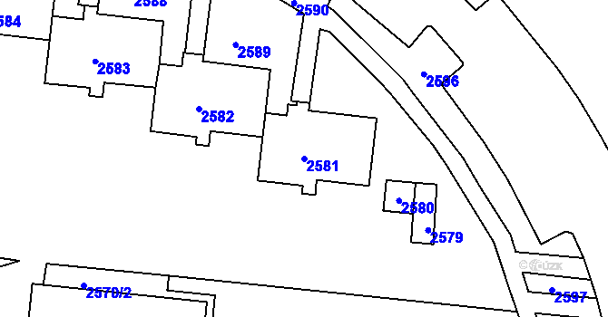 Parcela st. 2581 v KÚ Bohunice, Katastrální mapa