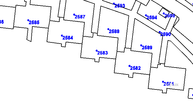 Parcela st. 2583 v KÚ Bohunice, Katastrální mapa