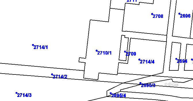 Parcela st. 2710/1 v KÚ Bohunice, Katastrální mapa
