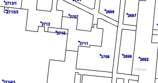 Parcela st. 2711 v KÚ Bohunice, Katastrální mapa