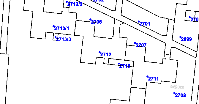 Parcela st. 2712 v KÚ Bohunice, Katastrální mapa
