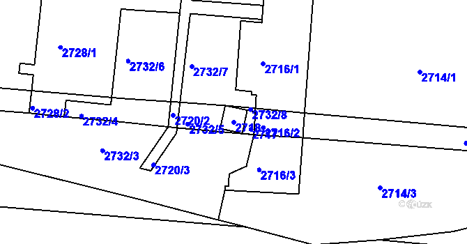 Parcela st. 2718 v KÚ Bohunice, Katastrální mapa