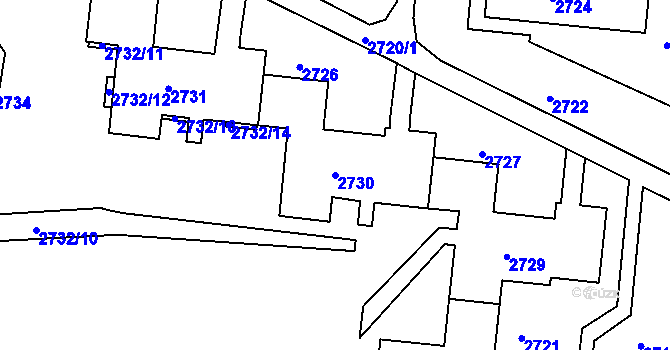 Parcela st. 2730 v KÚ Bohunice, Katastrální mapa