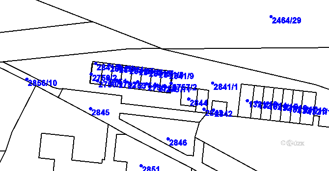 Parcela st. 2757/1 v KÚ Bohunice, Katastrální mapa