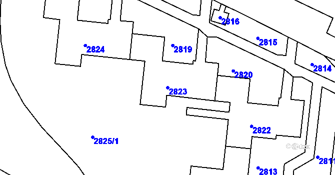 Parcela st. 2823 v KÚ Bohunice, Katastrální mapa
