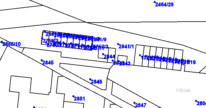 Parcela st. 2844 v KÚ Bohunice, Katastrální mapa
