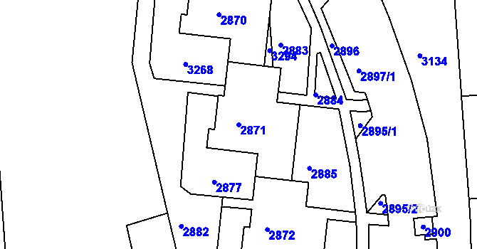 Parcela st. 2871 v KÚ Bohunice, Katastrální mapa