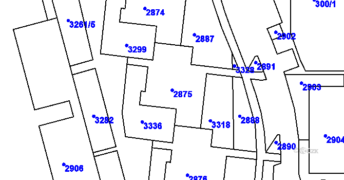 Parcela st. 2875 v KÚ Bohunice, Katastrální mapa