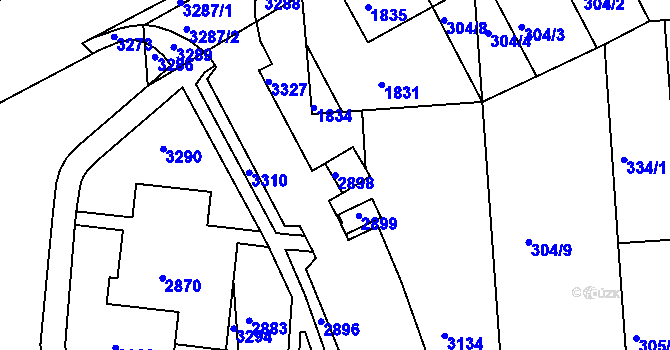Parcela st. 2898 v KÚ Bohunice, Katastrální mapa