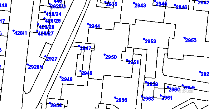 Parcela st. 2950 v KÚ Bohunice, Katastrální mapa