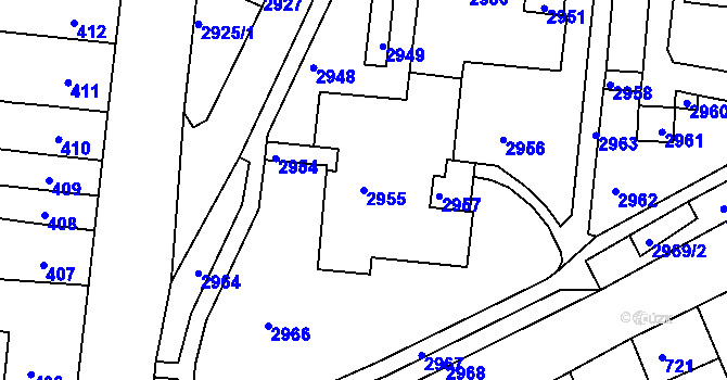 Parcela st. 2955 v KÚ Bohunice, Katastrální mapa