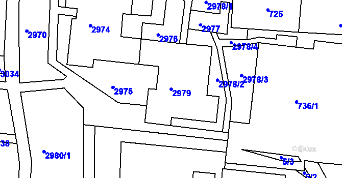 Parcela st. 2979 v KÚ Bohunice, Katastrální mapa