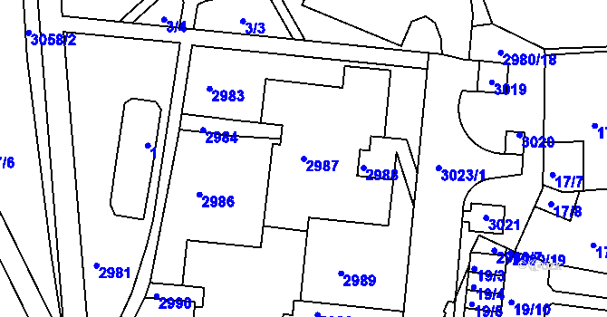 Parcela st. 2987 v KÚ Bohunice, Katastrální mapa