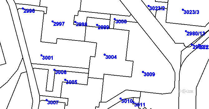 Parcela st. 3004 v KÚ Bohunice, Katastrální mapa