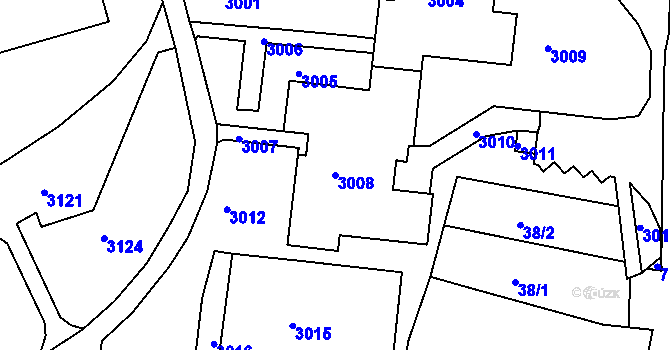 Parcela st. 3008 v KÚ Bohunice, Katastrální mapa