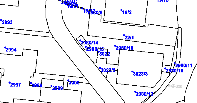 Parcela st. 3022 v KÚ Bohunice, Katastrální mapa