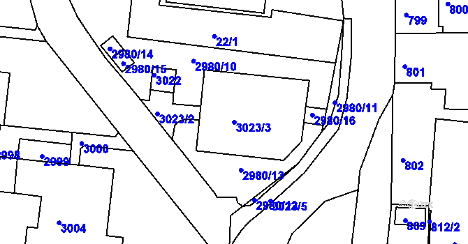 Parcela st. 3023/3 v KÚ Bohunice, Katastrální mapa