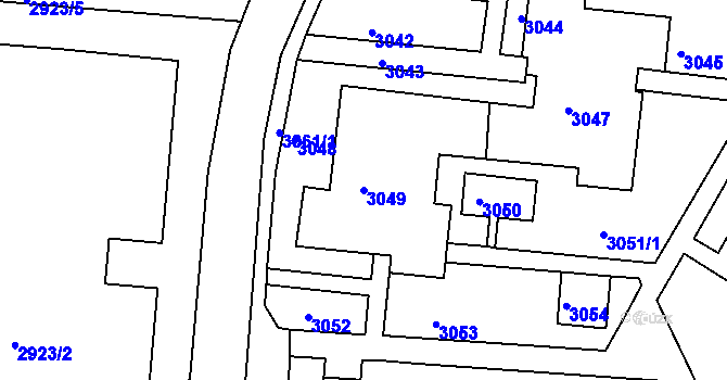 Parcela st. 3049 v KÚ Bohunice, Katastrální mapa