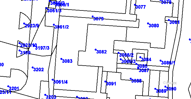 Parcela st. 3082 v KÚ Bohunice, Katastrální mapa