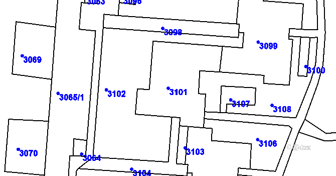 Parcela st. 3101 v KÚ Bohunice, Katastrální mapa