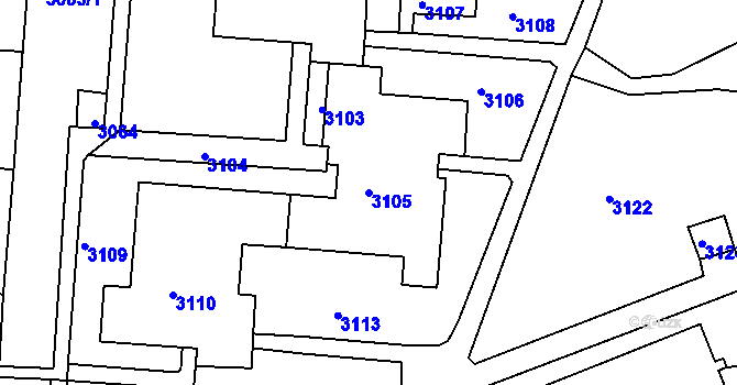 Parcela st. 3105 v KÚ Bohunice, Katastrální mapa