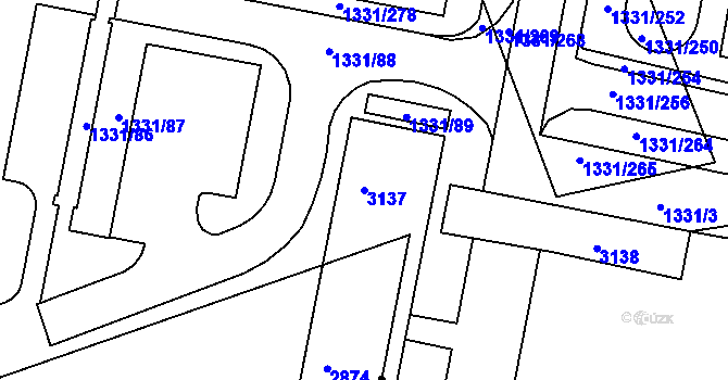 Parcela st. 3137 v KÚ Bohunice, Katastrální mapa