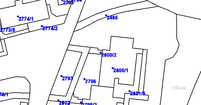 Parcela st. 2800/2 v KÚ Bohunice, Katastrální mapa