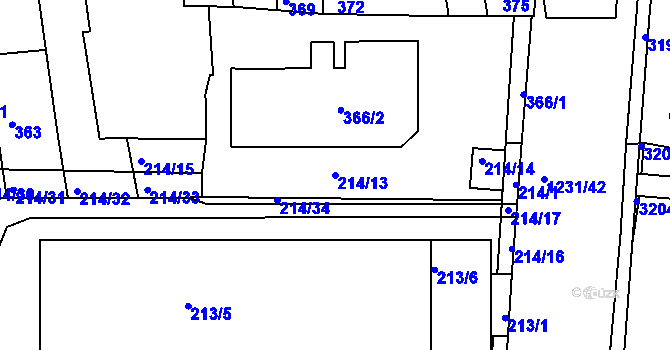 Parcela st. 214/13 v KÚ Bohunice, Katastrální mapa