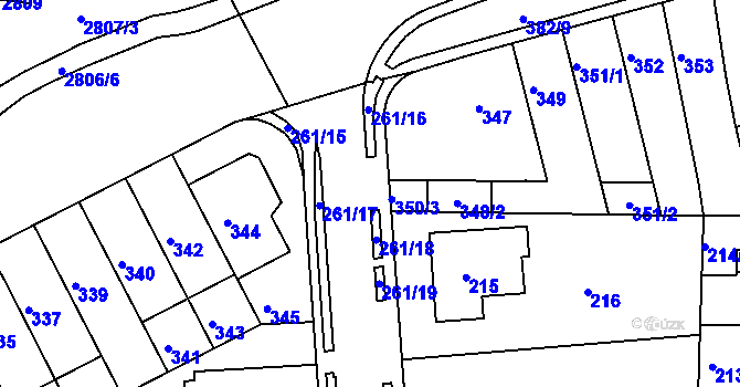 Parcela st. 261/10 v KÚ Bohunice, Katastrální mapa