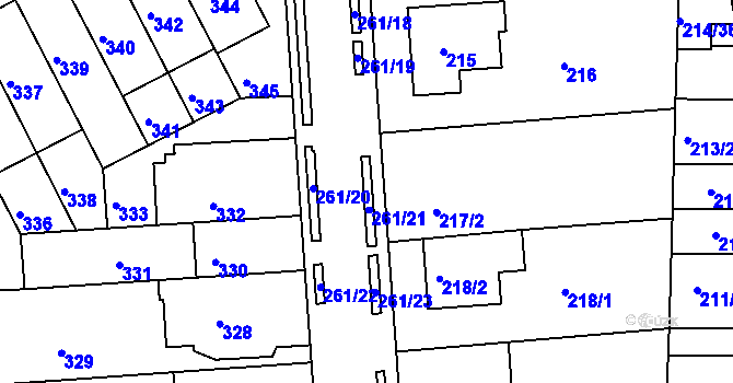 Parcela st. 261/11 v KÚ Bohunice, Katastrální mapa