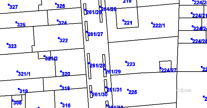 Parcela st. 261/13 v KÚ Bohunice, Katastrální mapa