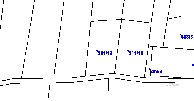 Parcela st. 911/13 v KÚ Bohunice, Katastrální mapa