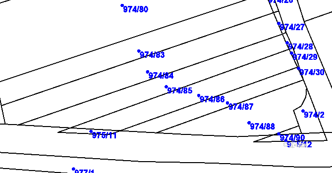 Parcela st. 974/85 v KÚ Bohunice, Katastrální mapa