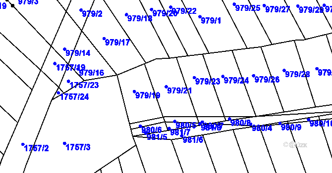 Parcela st. 979/21 v KÚ Bohunice, Katastrální mapa