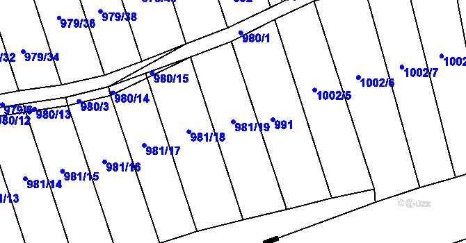 Parcela st. 981/19 v KÚ Bohunice, Katastrální mapa