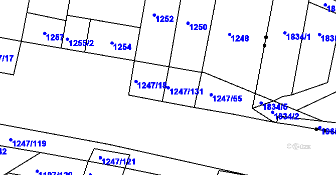 Parcela st. 1247/131 v KÚ Bohunice, Katastrální mapa