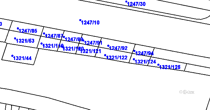 Parcela st. 1321/122 v KÚ Bohunice, Katastrální mapa