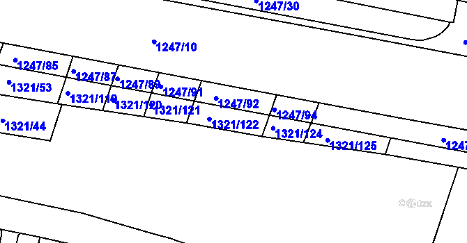 Parcela st. 1321/123 v KÚ Bohunice, Katastrální mapa