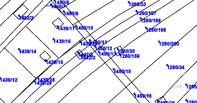 Parcela st. 1450/13 v KÚ Bohunice, Katastrální mapa
