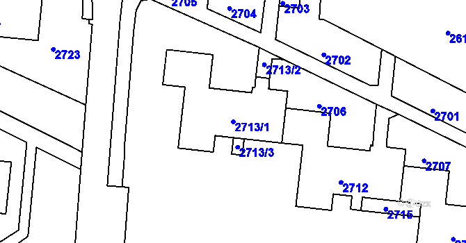 Parcela st. 2713/1 v KÚ Bohunice, Katastrální mapa