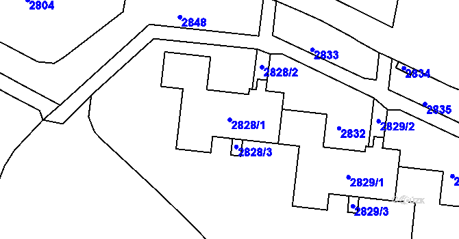 Parcela st. 2828/1 v KÚ Bohunice, Katastrální mapa