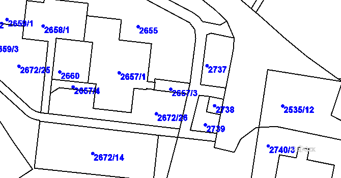 Parcela st. 2657/3 v KÚ Bohunice, Katastrální mapa