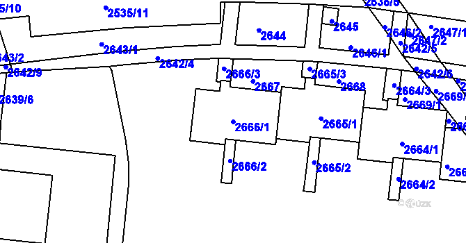 Parcela st. 2666/1 v KÚ Bohunice, Katastrální mapa