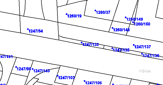 Parcela st. 1247/132 v KÚ Bohunice, Katastrální mapa