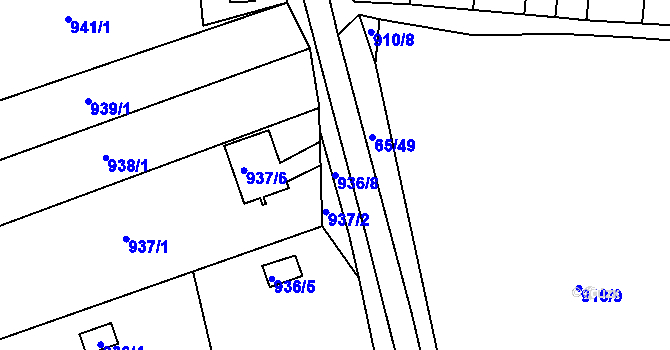 Parcela st. 936/8 v KÚ Bohunice, Katastrální mapa