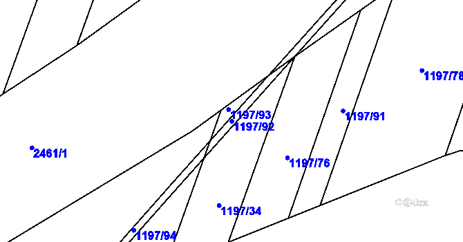 Parcela st. 1197/92 v KÚ Bohunice, Katastrální mapa
