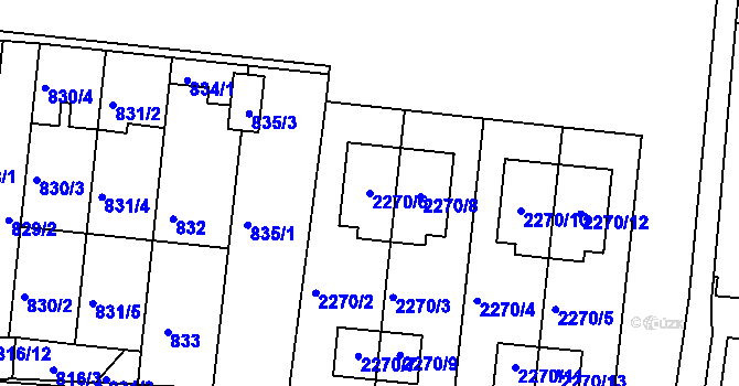 Parcela st. 2270/6 v KÚ Bohunice, Katastrální mapa