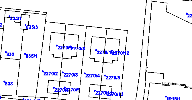 Parcela st. 2270/10 v KÚ Bohunice, Katastrální mapa