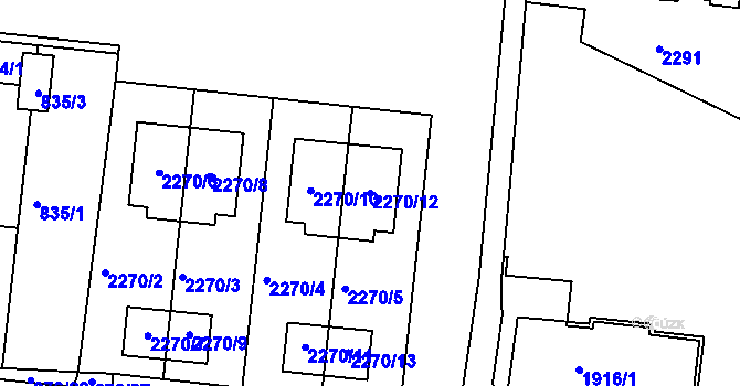 Parcela st. 2270/12 v KÚ Bohunice, Katastrální mapa